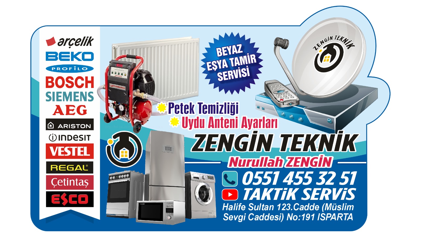 Yenişarbademli Beyaz Eşya Servisi-0 551 455 32 51-ZENGİN TEKNİK